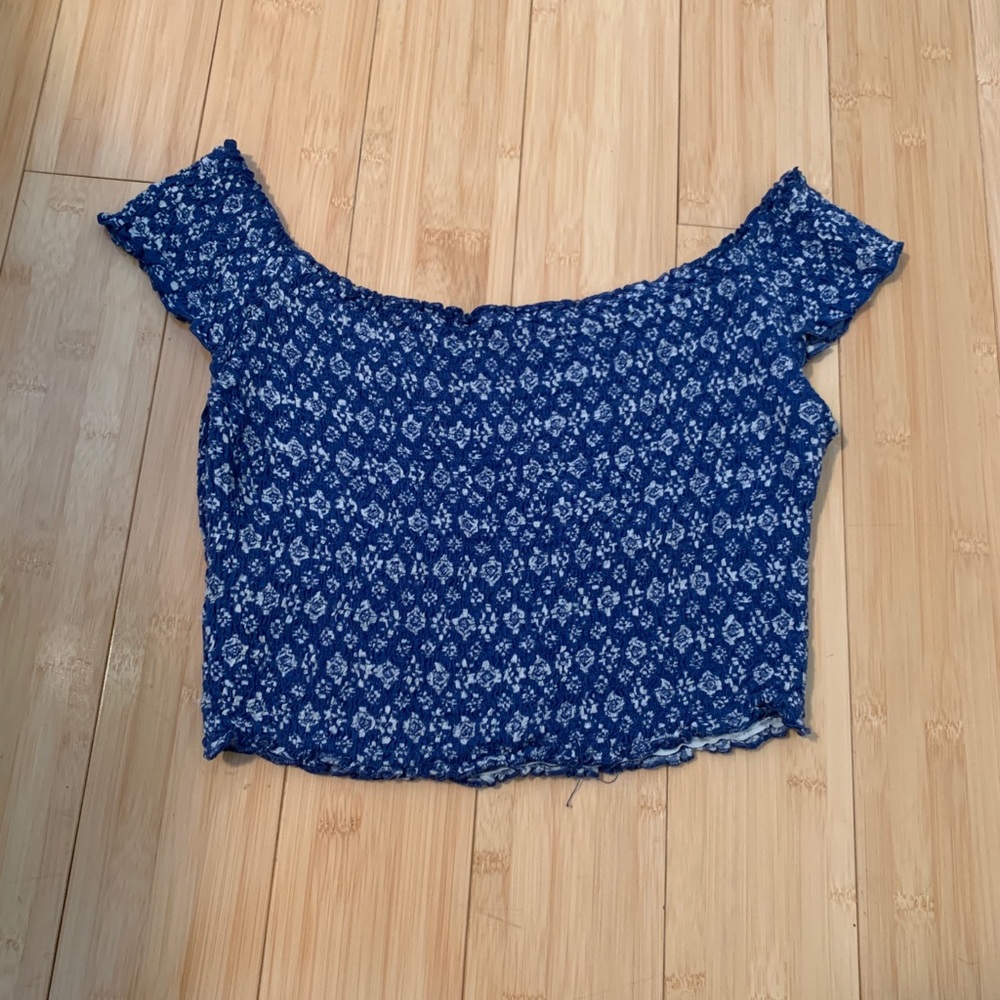 Tight floral off the shoulder top.